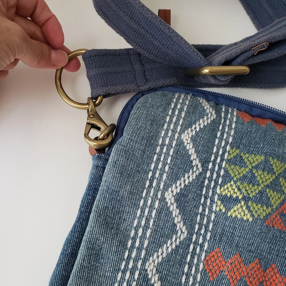 Vintage Lucky Brand Denim Embroidered Laptop Bag